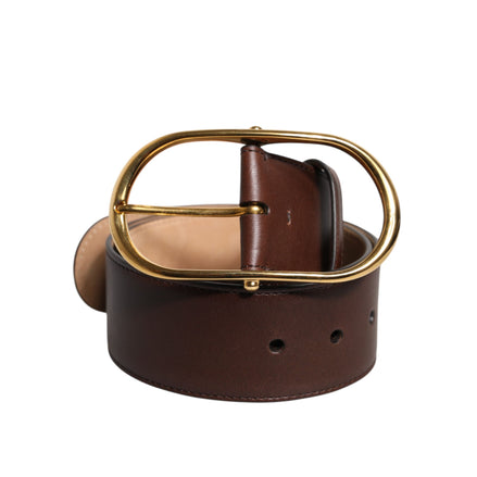 Cintura in pelle marrone Dolce & Gabbana con fibbia ovale classica in metallo
