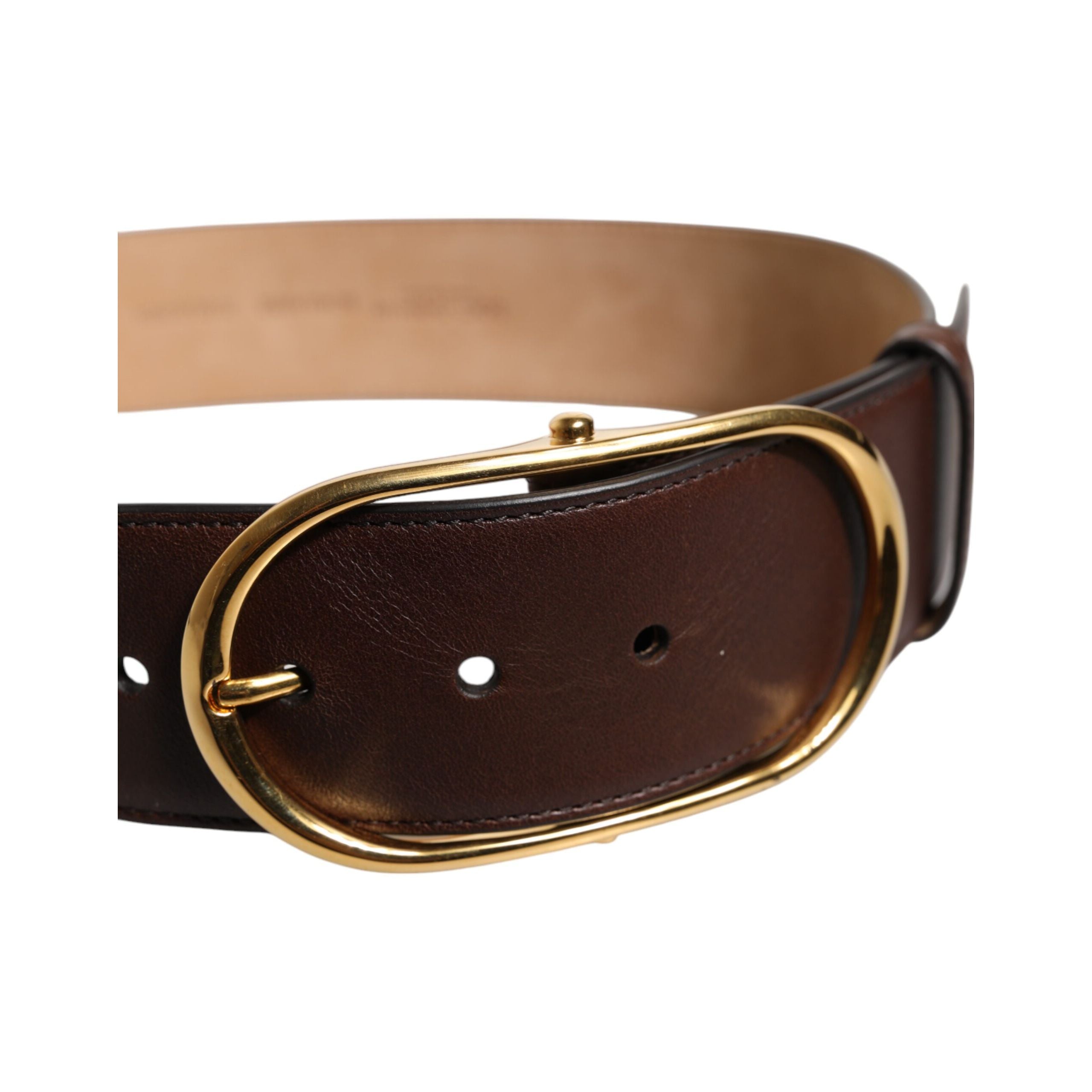 Ceinture classique en cuir marron avec boucle ovale en métal Dolce & Gabbana