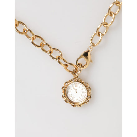 Collana girocollo Dolce & Gabbana con ciondolo a orologio in cristallo dorato