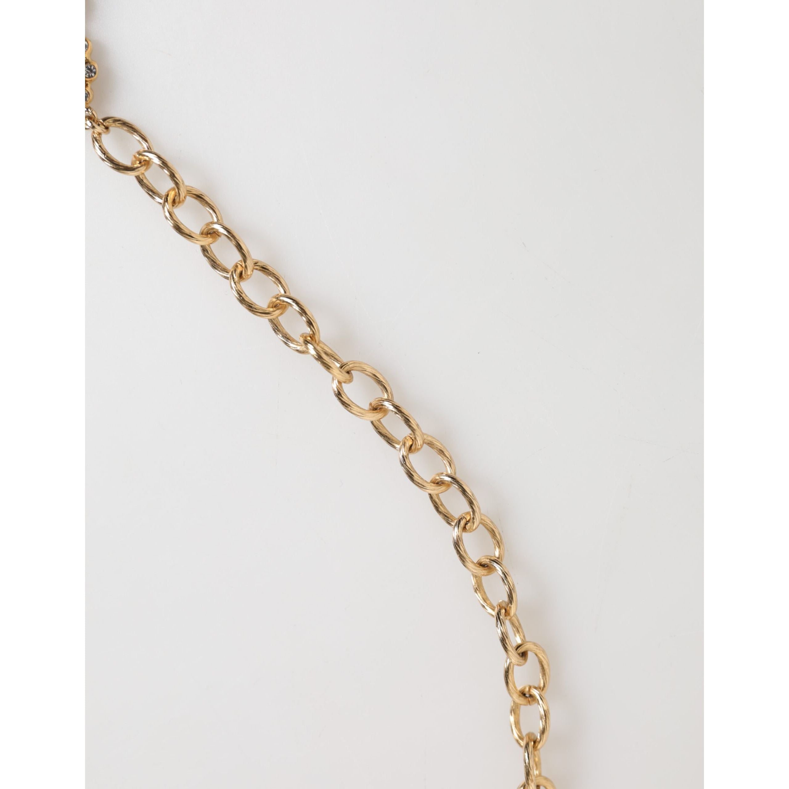 Collana girocollo Dolce & Gabbana con ciondolo a orologio in cristallo dorato