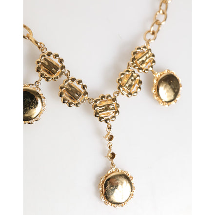 Collana girocollo Dolce & Gabbana con ciondolo a orologio in cristallo dorato