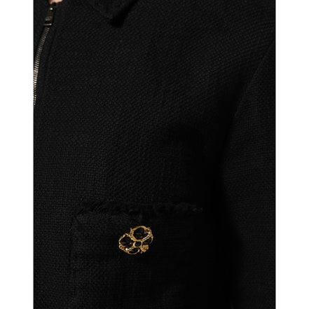 Dolce & Gabbana Black Cotton Full Zip Cropped Coat Jacket