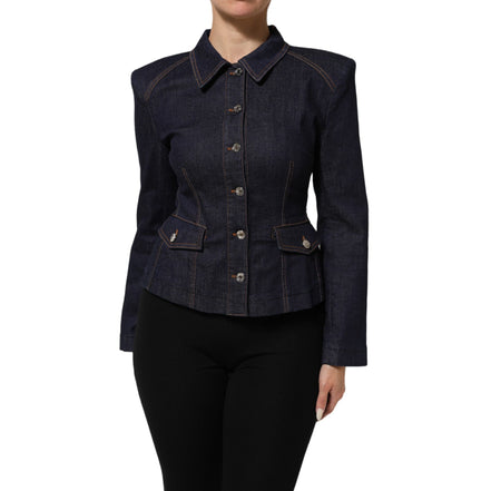 Dolce & Gabbana Giacca di Jeans Blu Scuro in Cotone con Colletto