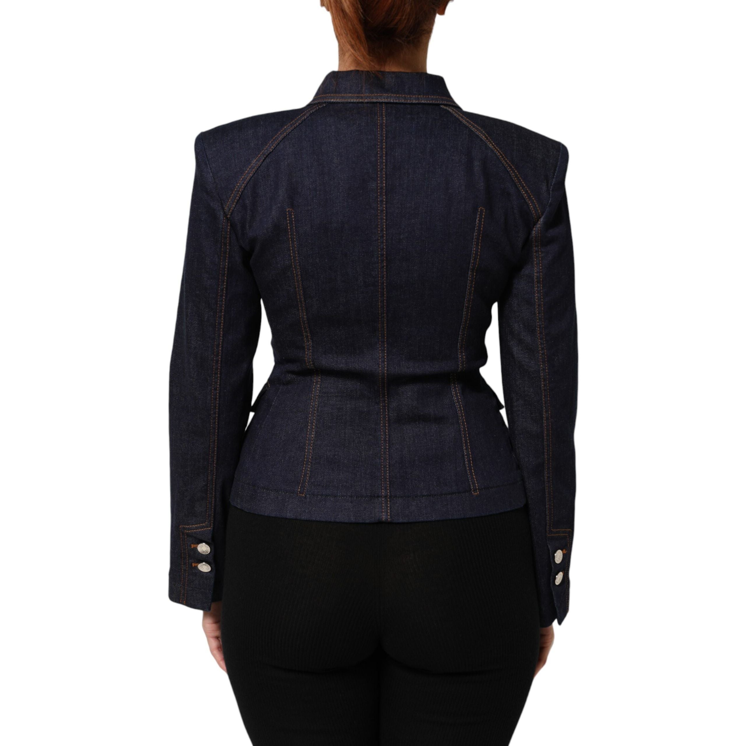 Dolce & Gabbana Giacca di Jeans Blu Scuro in Cotone con Colletto