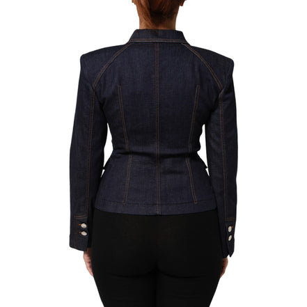 Dolce & Gabbana Giacca di Jeans Blu Scuro in Cotone con Colletto
