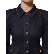 Dolce & Gabbana Giacca di Jeans Blu Scuro in Cotone con Colletto