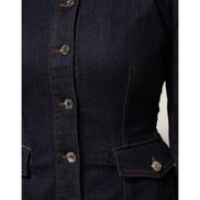 Dolce & Gabbana Giacca di Jeans Blu Scuro in Cotone con Colletto