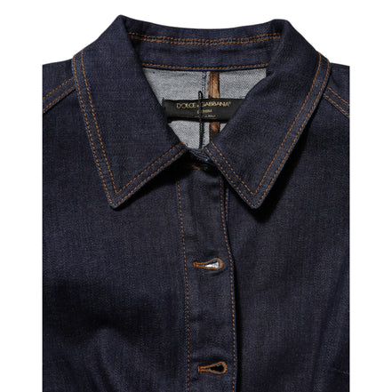 Dolce & Gabbana Giacca di Jeans Blu Scuro in Cotone con Colletto