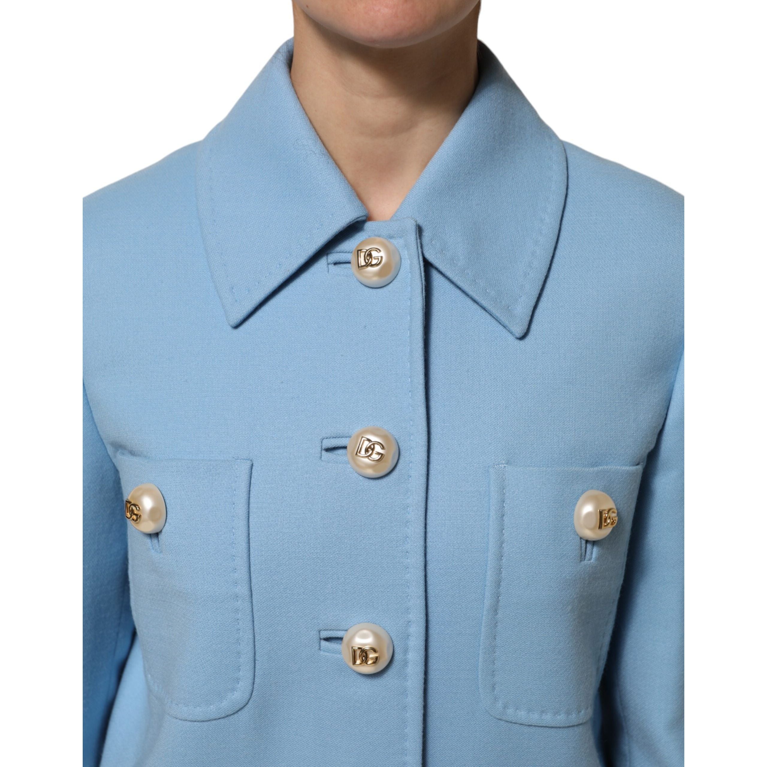 Giacca trench abbottonata blu Dolce & Gabbana