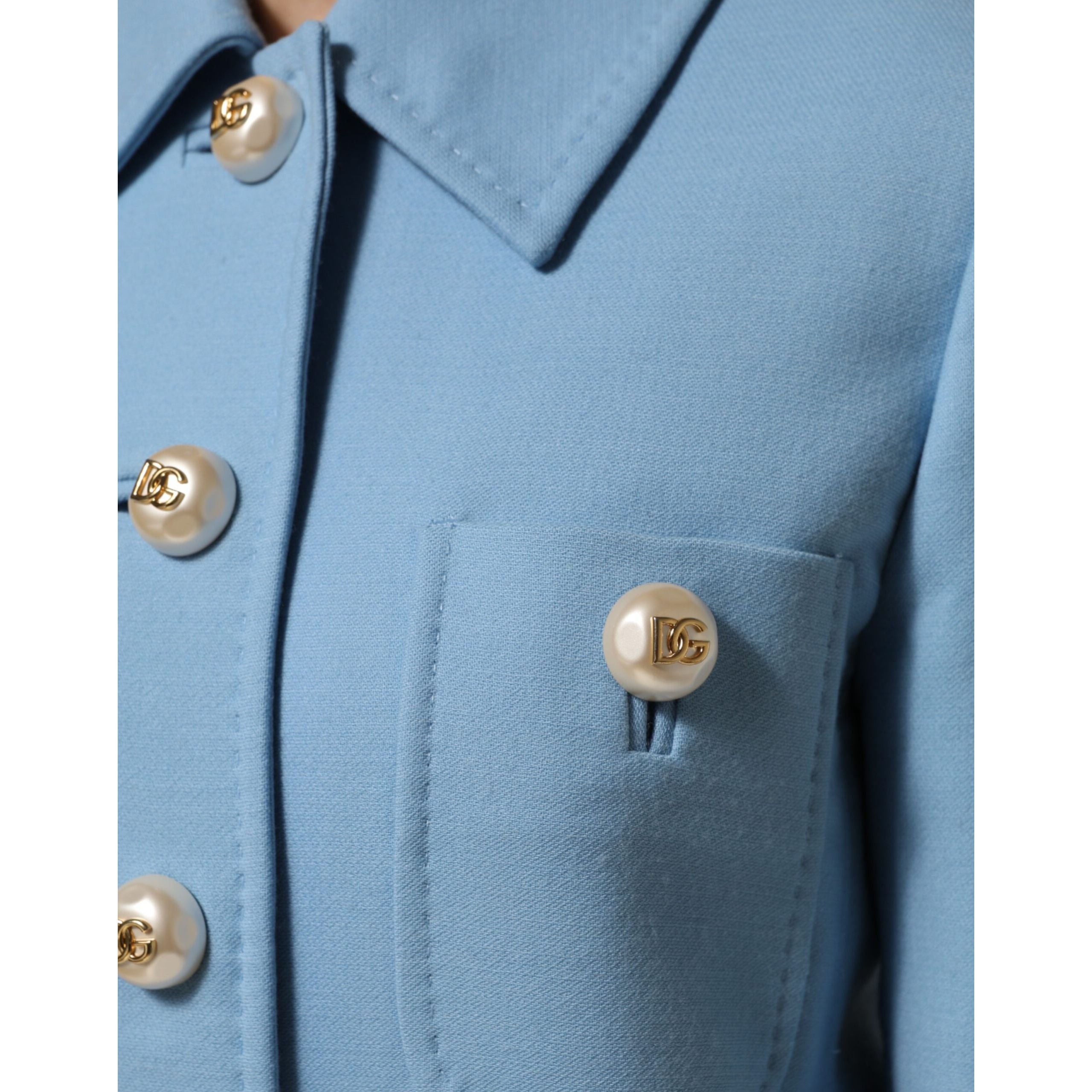 Giacca trench abbottonata blu Dolce & Gabbana