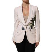 Veste beige brodée à boutonnage simple Dolce & Gabbana