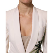 Veste beige brodée à boutonnage simple Dolce & Gabbana