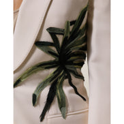 Veste beige brodée à boutonnage simple Dolce & Gabbana