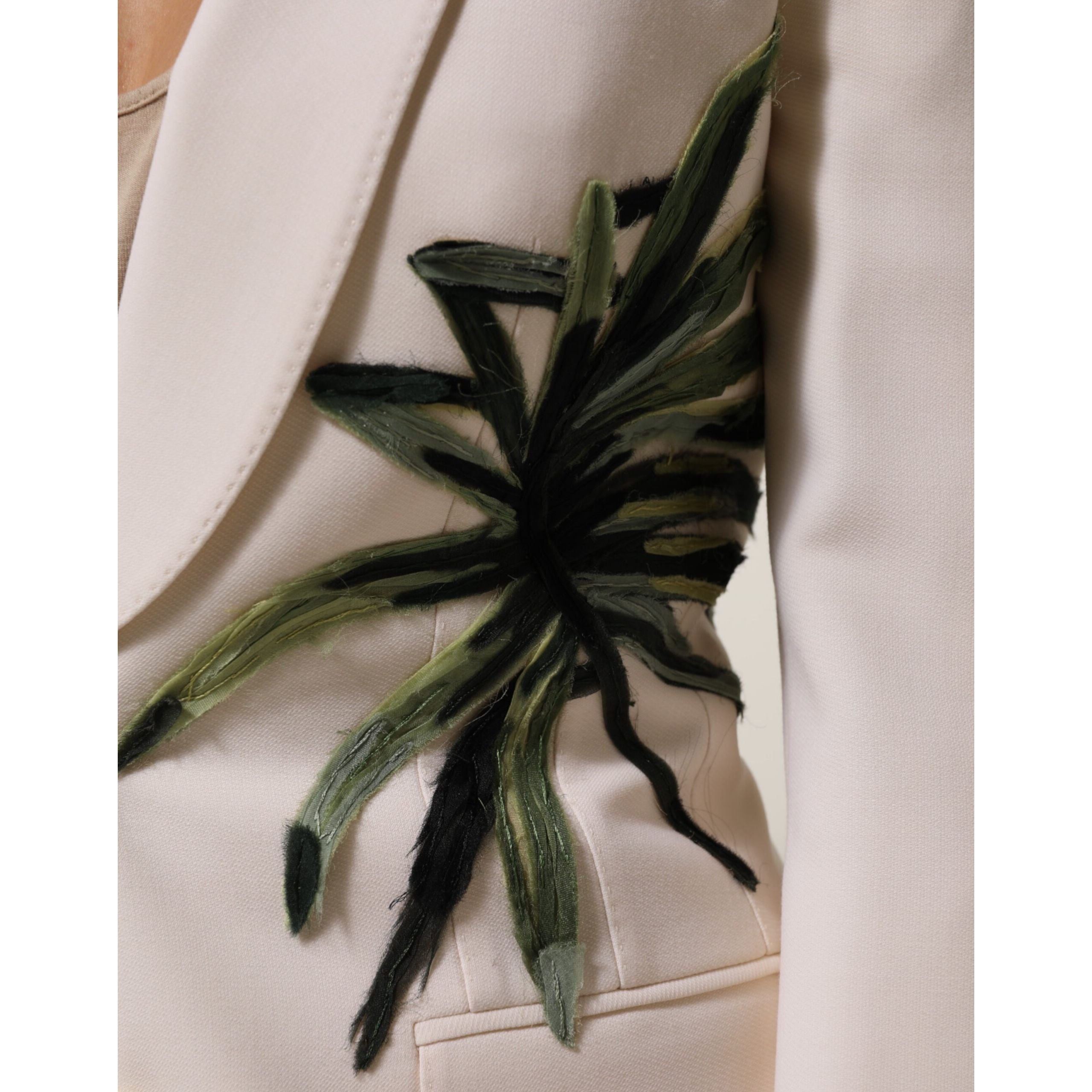 Veste beige brodée à boutonnage simple Dolce & Gabbana