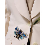 Veste beige brodée à boutonnage simple Dolce & Gabbana