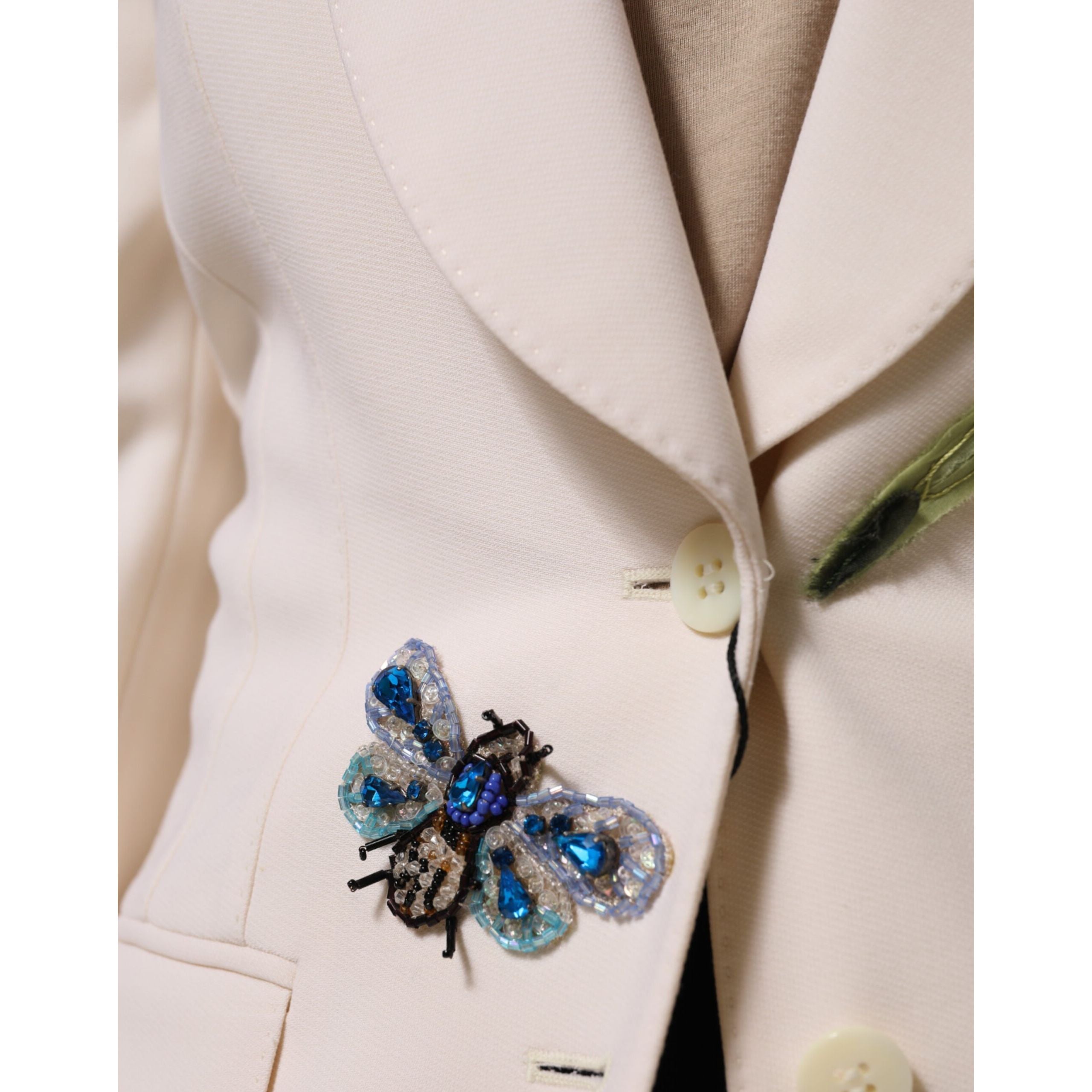 Veste beige brodée à boutonnage simple Dolce & Gabbana