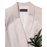 Veste beige brodée à boutonnage simple Dolce & Gabbana
