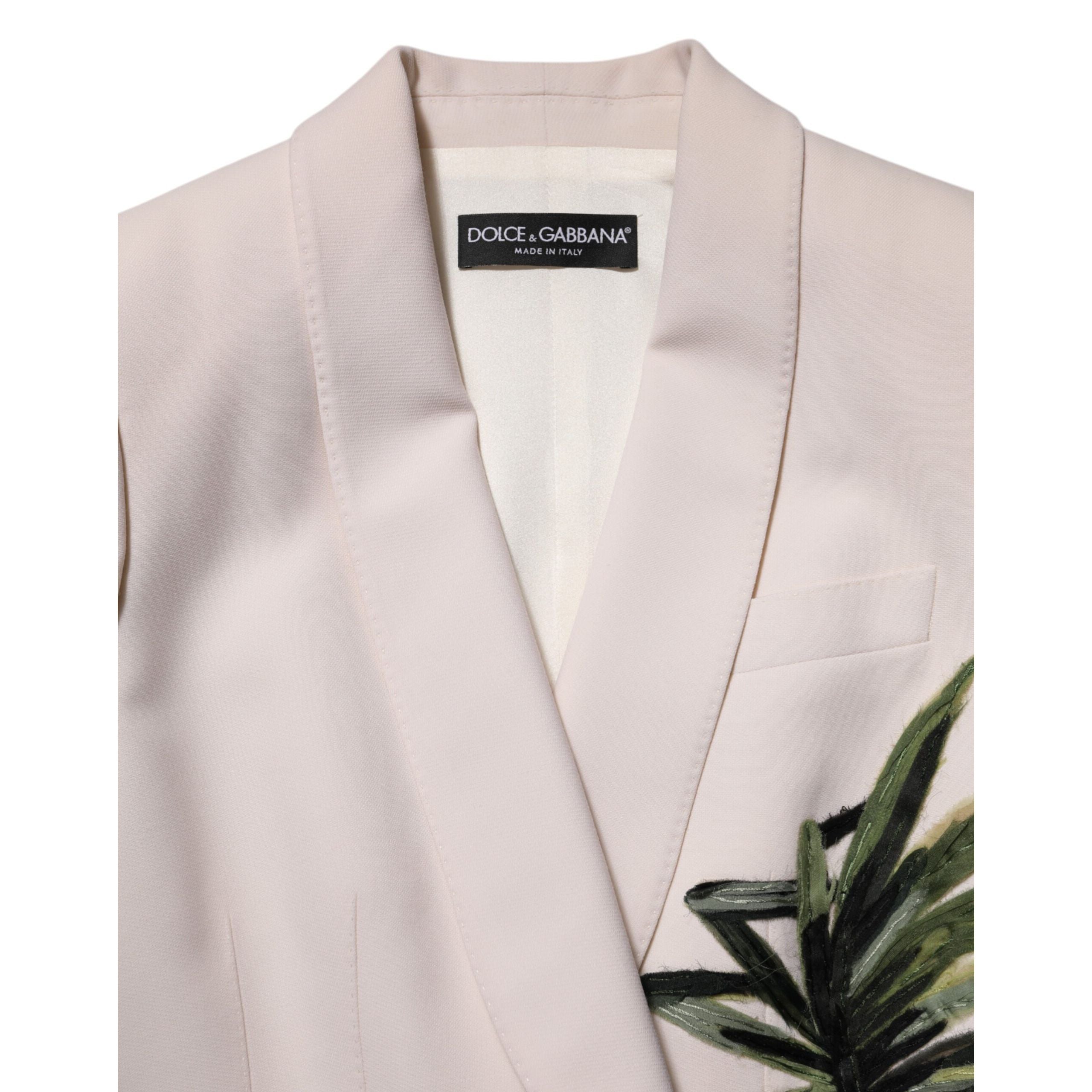 Veste beige brodée à boutonnage simple Dolce & Gabbana
