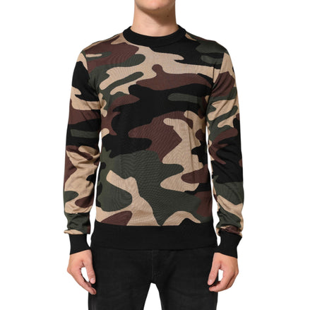 Dolce & Gabbana Maglione da uomo girocollo mimetico multicolore