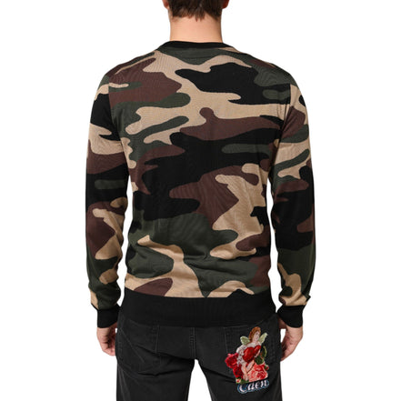 Dolce & Gabbana Multicolor Camouflage Crew Neck Sweater