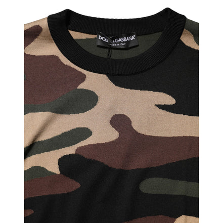 Dolce & Gabbana Multicolor Camouflage Crew Neck Sweater