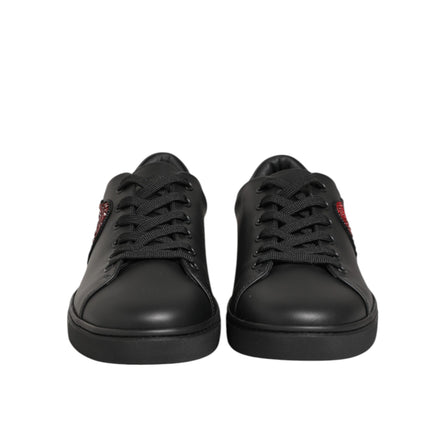 Baskets Dolce & Gabbana en cuir noir avec cœur en cristal