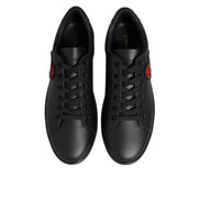 Baskets Dolce & Gabbana en cuir noir avec cœur en cristal