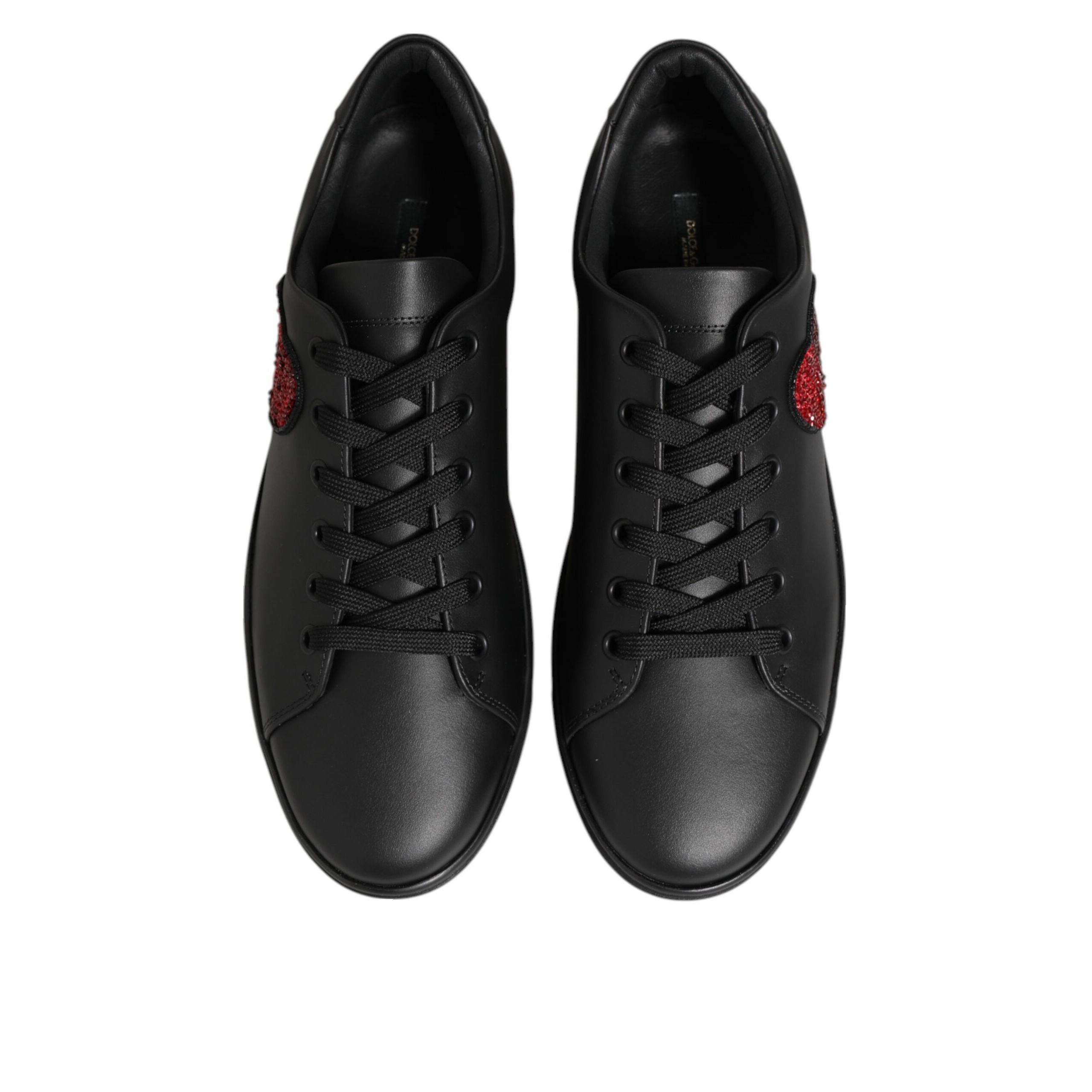 Baskets Dolce & Gabbana en cuir noir avec cœur en cristal