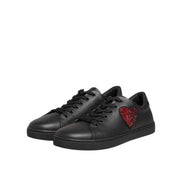 Baskets Dolce & Gabbana en cuir noir avec cœur en cristal