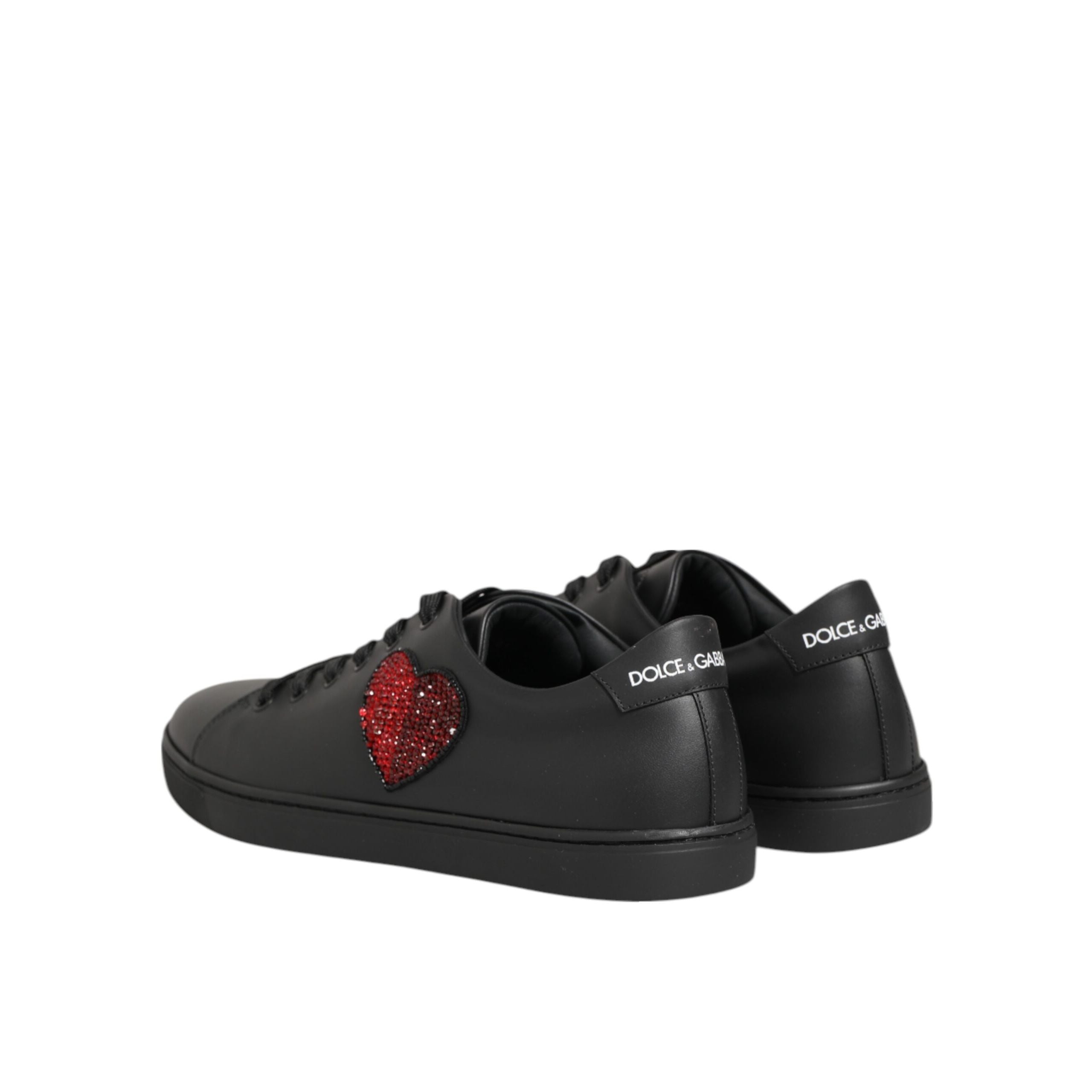 Baskets Dolce & Gabbana en cuir noir avec cœur en cristal