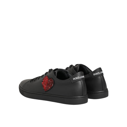 Baskets Dolce & Gabbana en cuir noir avec cœur en cristal