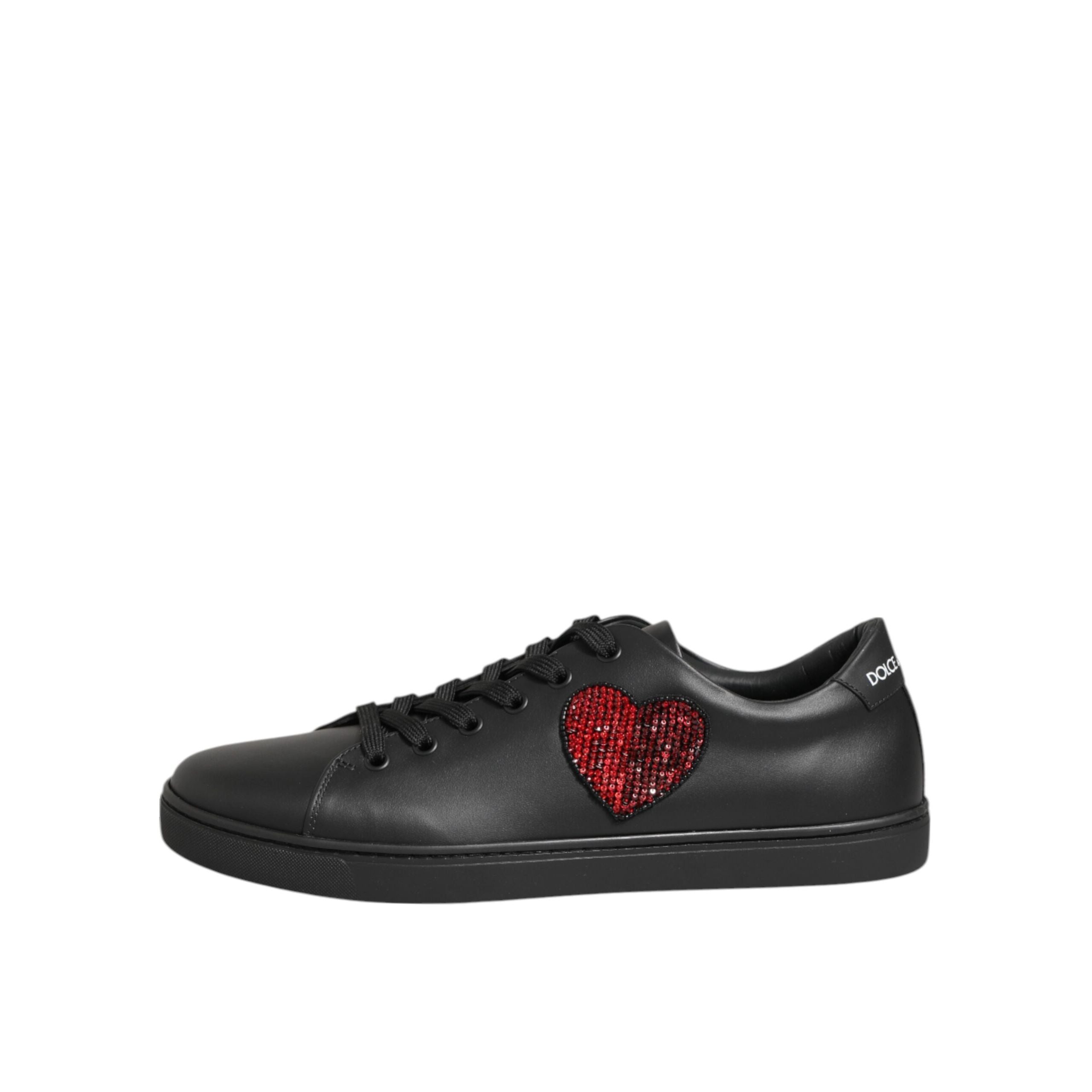 Baskets Dolce & Gabbana en cuir noir avec cœur en cristal