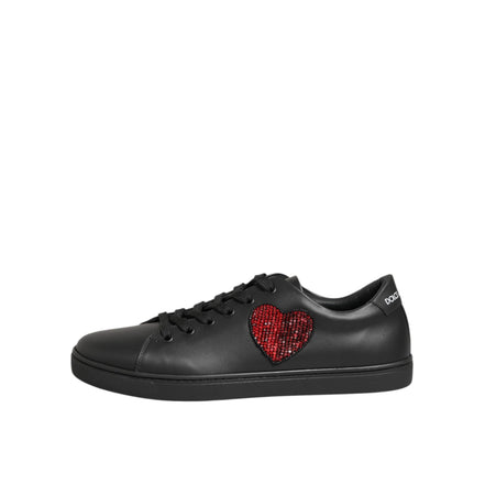 Baskets Dolce & Gabbana en cuir noir avec cœur en cristal