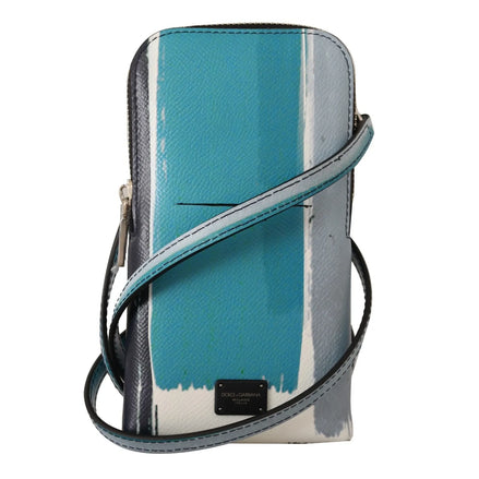 Dolce & Gabbana Custodia/Portacarte per Telefono in Pelle Blu con Tracolla