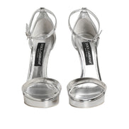 Dolce & Gabbana Silver Keira Leather Platform Sandals