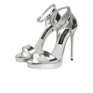 Dolce & Gabbana Silver Keira Leather Platform Sandals