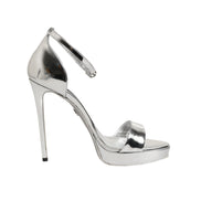 Dolce & Gabbana Silver Keira Leather Platform Sandals