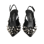 Dolce & Gabbana Décolleté Nere in Pelle Borchiata con Cinturino al Tallone