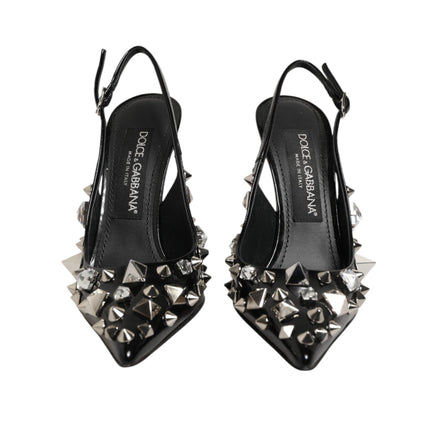 Dolce & Gabbana Décolleté Nere in Pelle Borchiata con Cinturino al Tallone