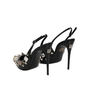 Dolce & Gabbana Décolleté Nere in Pelle Borchiata con Cinturino al Tallone