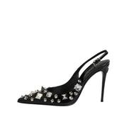 Dolce & Gabbana Décolleté Nere in Pelle Borchiata con Cinturino al Tallone