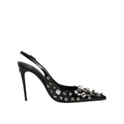 Dolce & Gabbana Décolleté Nere in Pelle Borchiata con Cinturino al Tallone