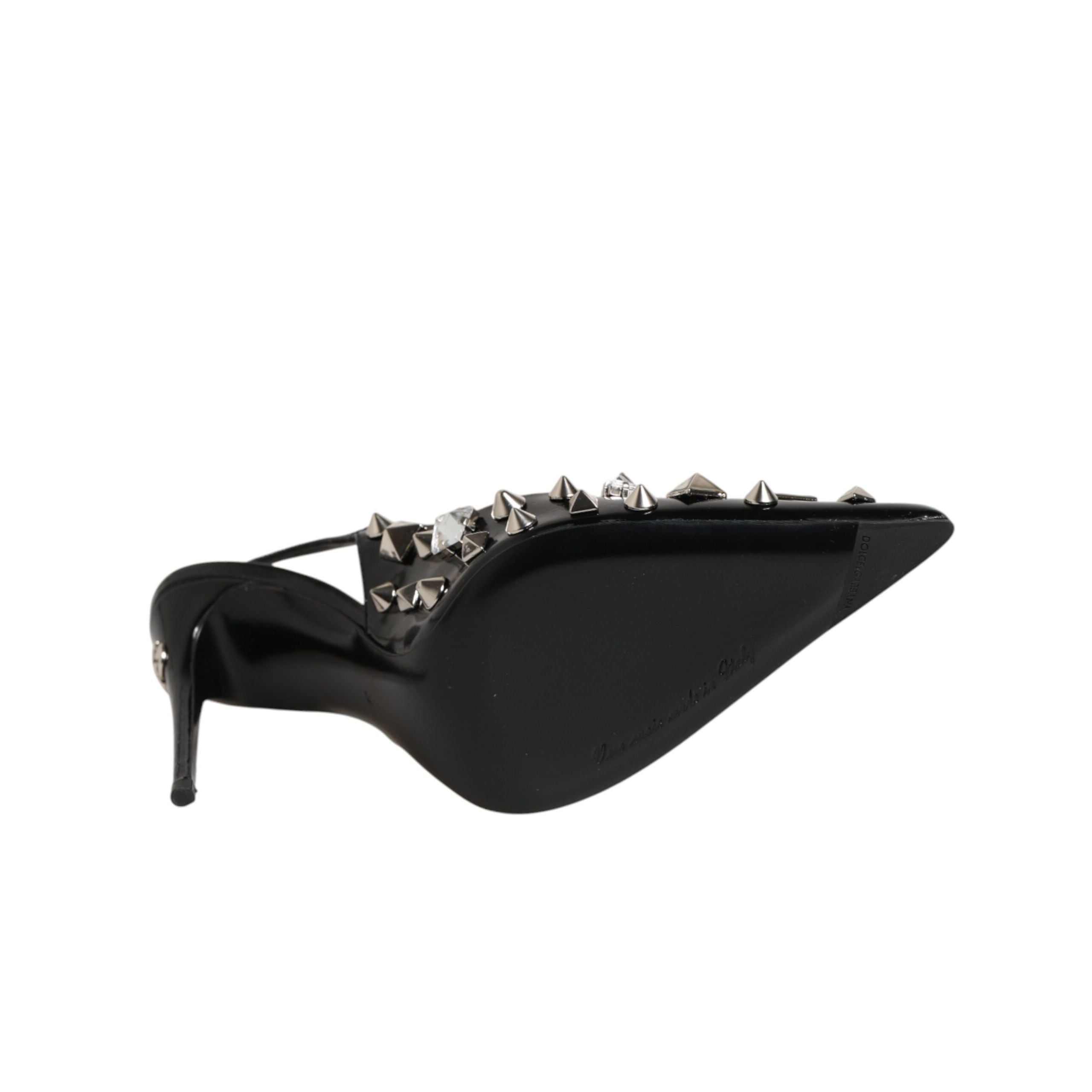 Dolce & Gabbana Décolleté Nere in Pelle Borchiata con Cinturino al Tallone