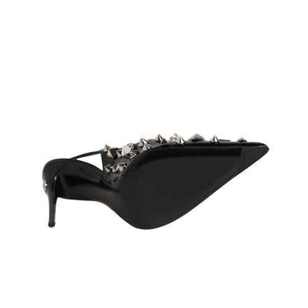 Dolce & Gabbana Décolleté Nere in Pelle Borchiata con Cinturino al Tallone