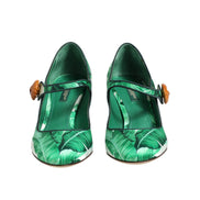 Chaussures Dolce & Gabbana en soie verte MARY JANES Sandales Feuilles