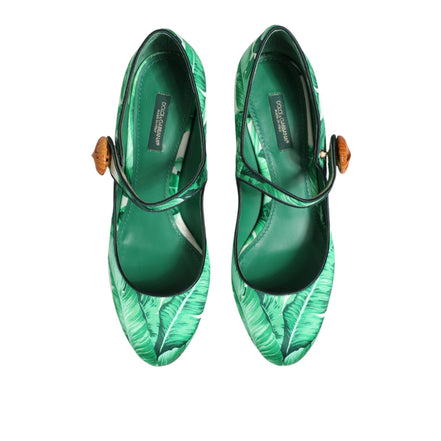 Chaussures Dolce & Gabbana en soie verte MARY JANES Sandales Feuilles