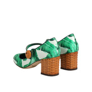 Chaussures Dolce & Gabbana en soie verte MARY JANES Sandales Feuilles