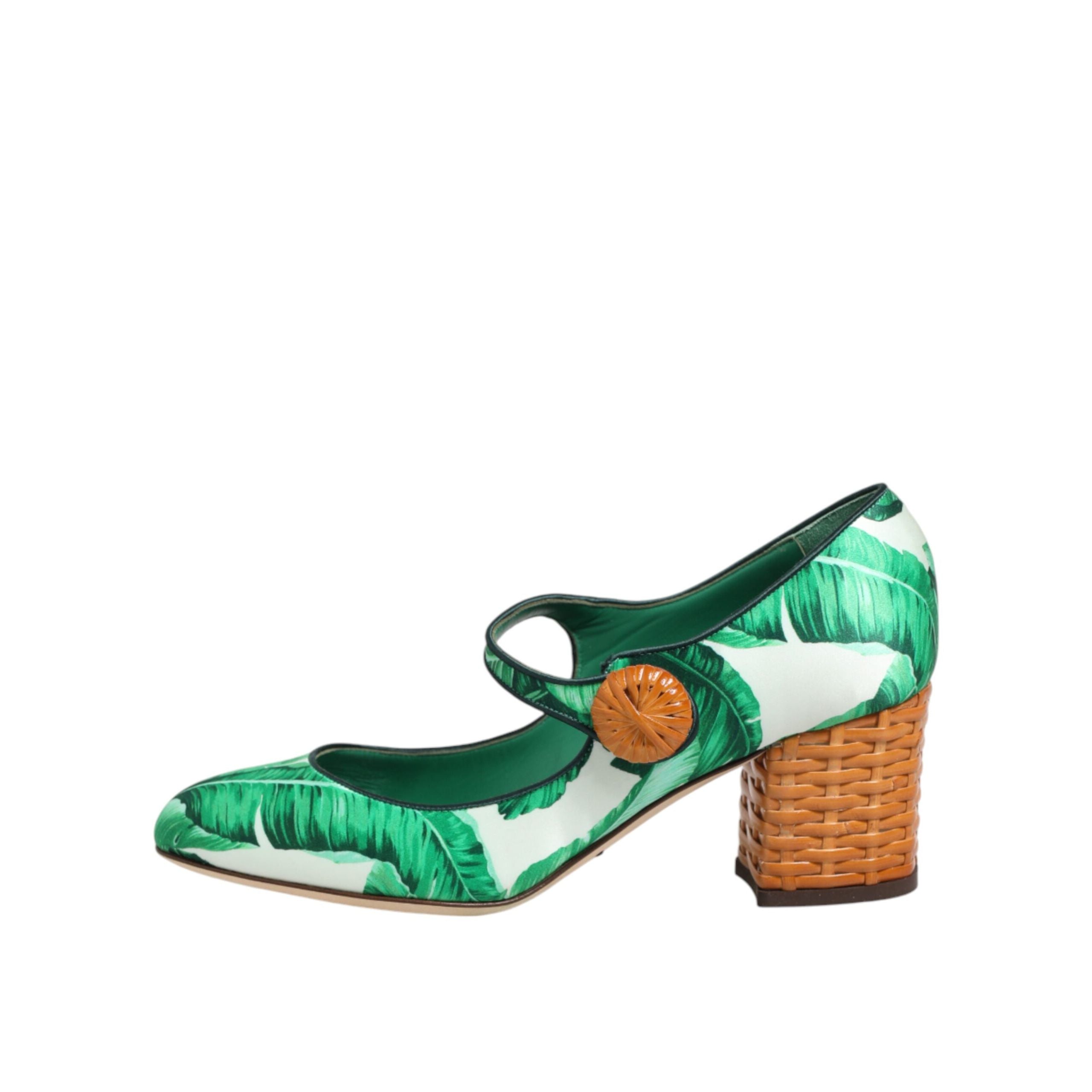 Chaussures Dolce & Gabbana en soie verte MARY JANES Sandales Feuilles
