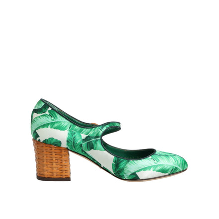 Chaussures Dolce & Gabbana en soie verte MARY JANES Sandales Feuilles