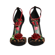 Dolce & Gabbana Brown Leopard Crystal Roses Sandals